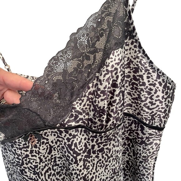 Thalia Sodi Grey White Leopard Print Lace Top Slip Size Extra Large - Picture 3 of 9